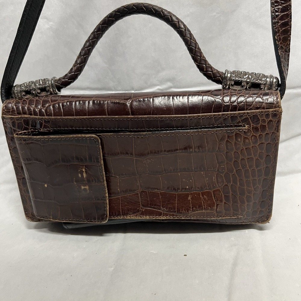 Brighton Brown & Black Croc Leather Crossbody-Shoulder Bag - Picture 6 of 13